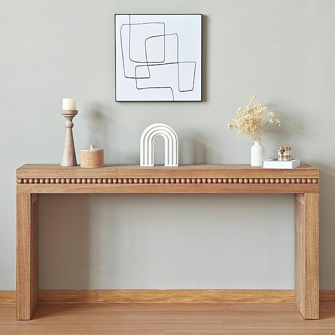 64" Wood Console Table for Entryway, Modern Sofa Table Behind Couch - Image 3