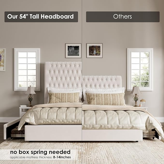 King Size Bed Frame 54" Tall Headboard - Image 5