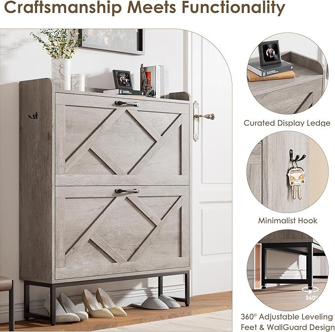 Nicetree Shoe Cabinet Storage for Entryway, Narrow Shoe Storage Cabinet - Image 5