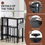 Finnhomy Bar Table Set, 39.3" Pub Table High Top Table, Rectangular Bar Height - Image 6