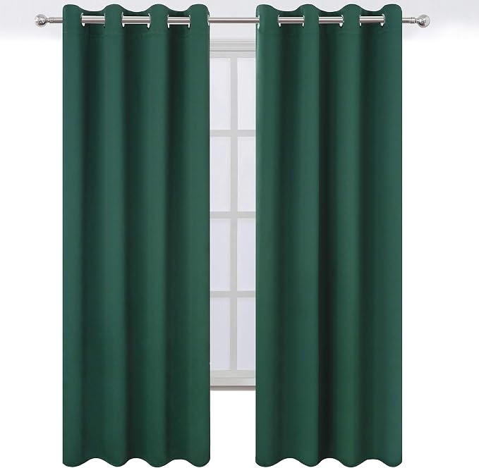 Dark Green Blackout Curtains/52 x 84 Inch Long/Set of 2 Curtain Panels/Thermal - Image 3