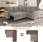 L-Shaped Sectional Couch with Storage and Pull Out Bed, Convertible Sofa Bed - Image 7