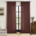 Country Brown Red Linen Pinch Pleated Semi Sheer Curtains 102 Inches Long | by Twodrapes