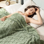 Aganear Fleece Throw Blanket for Bed Couch 90"x90" Sage Green | Lightweight - Image 4