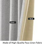 MIULEE 100% Blackout Linen Curtains 42 x 96 Inch Greyish White 2 Panels | - Image 6