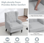 Accent Chair Set of 2, Mid Century Modern Fabric Wingback Chair, Upholstered - Image 4