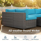 May in Color 7 Pieces Wicker Outdoor Patio Furniture Set, Patio Sectional Sofa - Image 3