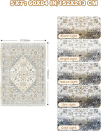 Area Rugs 5x7 Washable Rugs for Living Room, Ultra-Thin Soft Floral Vintage - Image 2