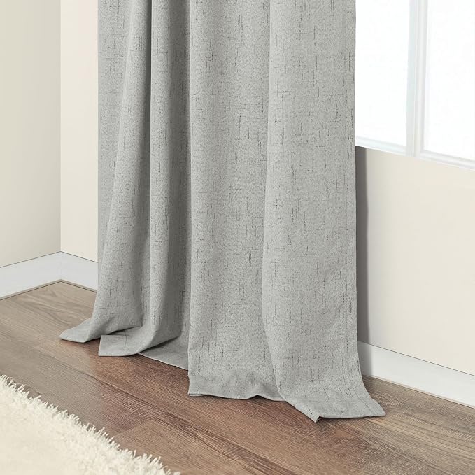 Pitalk 63 Inch Length Curtains for Living Room Black Out 2 Panel Faux Linen - Image 8
