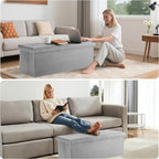 DUMOS 43 Inch Folding Storage Ottoman Bench, Large Storage Chest withThicker - Image 10