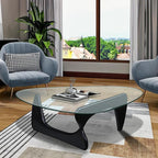 35.8" Modern Coffee Table, Triangle Tempered Glass & Sturdy Solid Legs - Image 7
