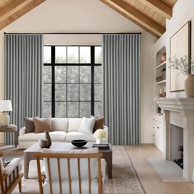 Dark Grey Linen 100% Black Out 120 Inch Curtains - Image 7
