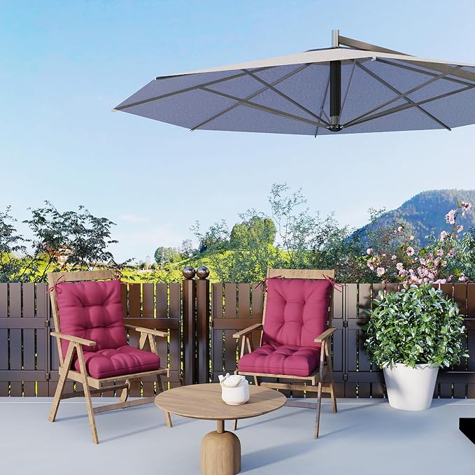 Outdoor Chair Cushions Set of 2, High Back Soft Seat Pad - Image 2