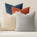 MIULEE Soft Corduroy Decorative Throw Pillow Covers Blue-Yellow 18x18 | Set of 4 by MIULEE