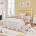 SHA CERLIN 14" Twin Size Metal Platform Bed Frame/Victorian Headboard and - Image 3