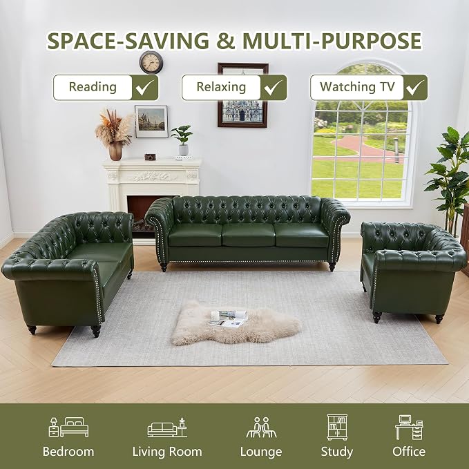 QHITTY 2 Piece Living Room Set, Sectional Chesterfield Sofa Contemporary - Image 8
