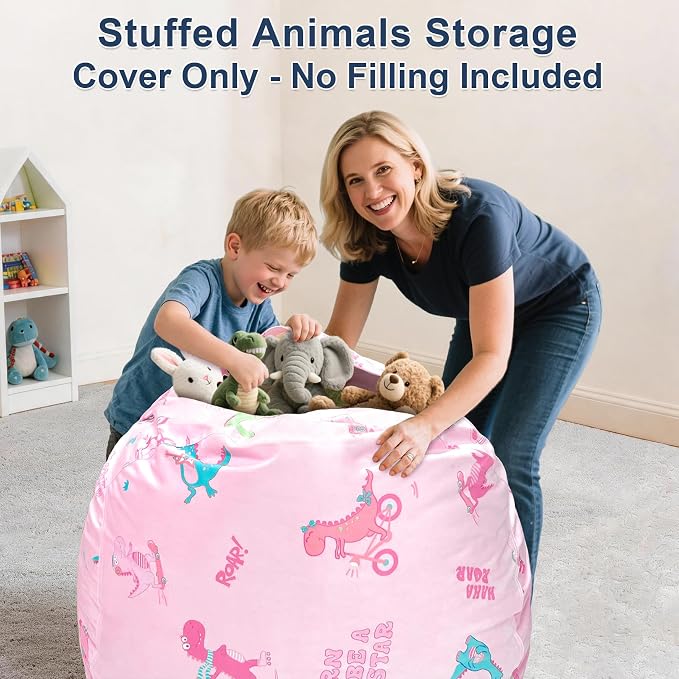 Lukeight Dinosaur Stuffed Animals Storage Bean Bag Chair Cover - Image 2
