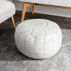 Marrakesh Gallery Genuine Leather Round Pouf Unstuffed - Image 2