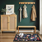PLHXFR 2x3 Small Entryway Rug: Floral Washable Indoor Soft Carpet Black | - Image 5