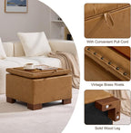 WUTUTUEE 24" Faux Leather Square Storage Ottoman - Image 5