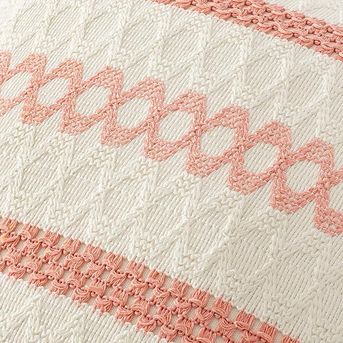 MIULEE Set of 2 Coral Red Boho Decorative Pillow Covers 20x20 Inch | Farmhouse - Image 4