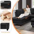 Wakefit Sectional Sofa Couch, Modern 4-Seaters Living Room Furniture Sets - Image 4