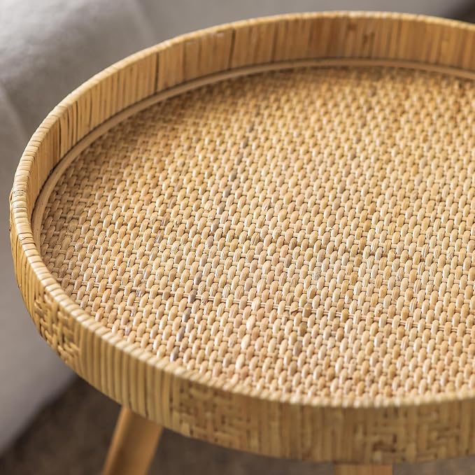 Round Side Table, Boho Circle End Table Coffee Table - Image 8