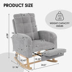 NIOIIKIT Nursery Rocking Chair, Corduroy Upholstered Rocking Chair - Image 2