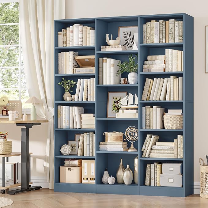 FACBOTALL Triple Wide Bookshelf, 6 Tier Large Bookshelf, Bookcase - Image 4