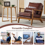 VINGLI Solid Wood Wide Armrests Accent Chair, Upholstered Mid Century Modern - Image 7