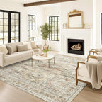 Soalmost 9x12 Area Rugs for Living Room Washable Rug Non-Slip Brown/Pink | - Image 9