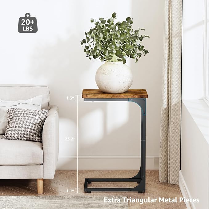 QEEIG C Table Side Table Set of 2 Living Room Sets C Shaped Couch Tray End - Image 3
