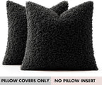 Faux Fur Throw Pillow Covers 18x18 Inch Set of 2 Boucle Neutral Decorative - Image 7