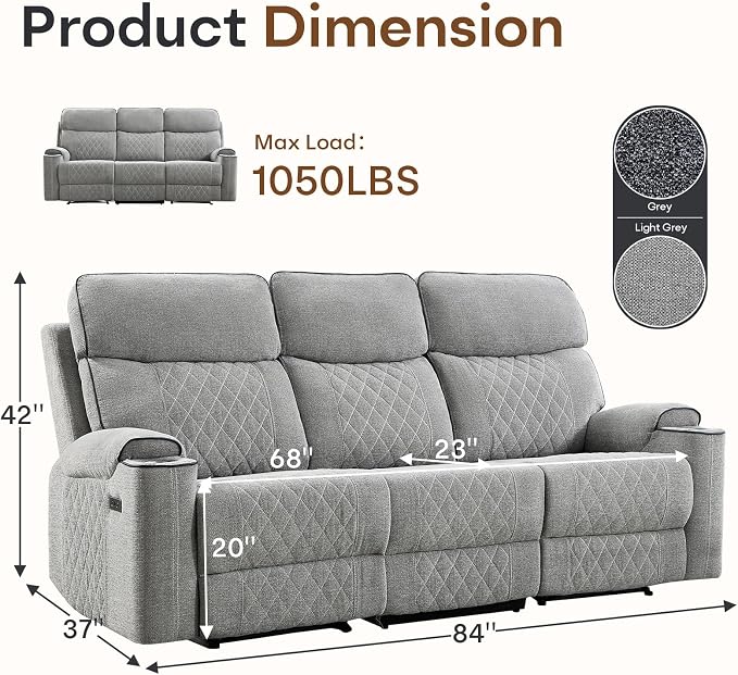 HAOMARKETS Power Oversized Reclining Sofa Couch - Image 2