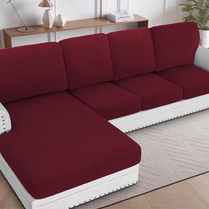 H.VERSAILTEX Sectional Couch Covers 4 Pieces Sofa Seat Cushion Covers L Shape by HVERSAILTEX