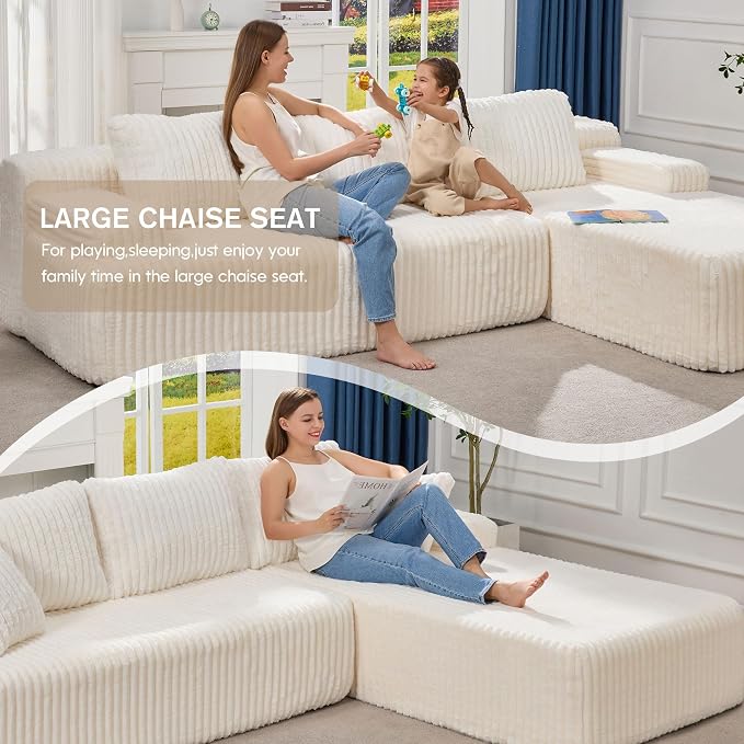 Hobestluk Modular Sectional Sofa Couches L-Shape Couch 3 Seat Modular Sofa - Image 4