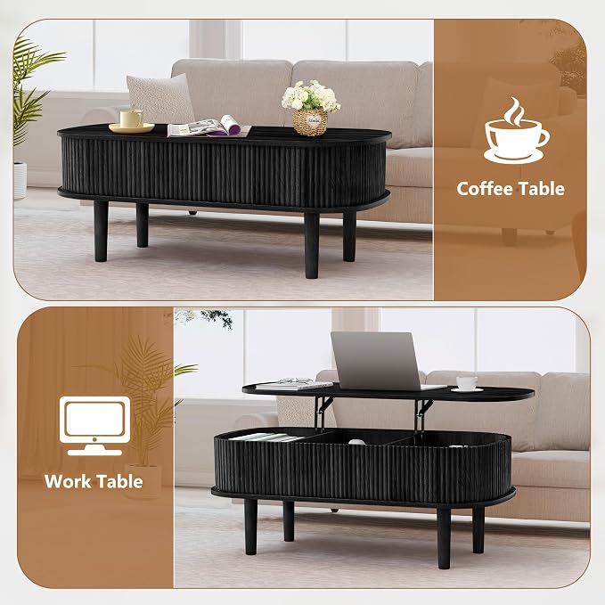 Fully Assembled Fluted Lift Top Coffee Table - Image 4