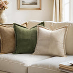 MIULEE Decorative Euro Sham Throw Pillow Covers 24x24 Inch Beige 2 Pack | Boho - Image 7