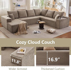 Cloud Sectional Couch with L-Shape Chaise, Upholstered Corduroy Couches - Image 8