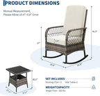 GarveeHome 3-Piece Outdoor Rocking Chair Set, Wicker Rattan Patio Furniture - Image 2