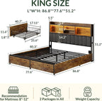 LARMACE King Bed Frame with 6 Storage Drawers, Bed Frame King Size with Linen - Image 2