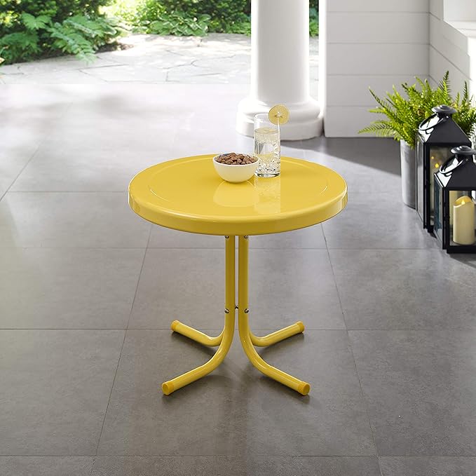 Crosley Furniture Griffith Weather Resistant Retro Metal Outdoor Side Table - Image 8