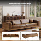 Mid-Century Modern Leather Sofa 111.81" - Image 4