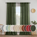 MIULEE Olive Green Linen Curtains 52x96 Inch Long by MIULEE