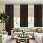 Dark Brown Linen Pleated Memory Shape Light Filtering Curtains 86 Inch Long | - Image 8
