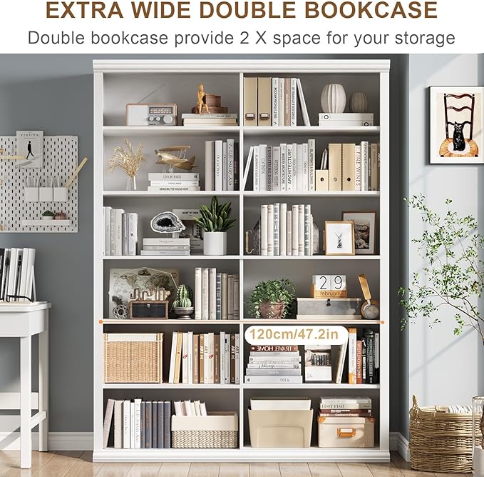 Rresyet 71.8" L *47.2“W Wooden Bookcase and Bookshelf – Extra Large Bookshelf - Image 6