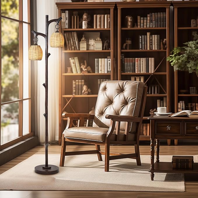 Scenekoy 68" High Farmhouse Rustic Country Cottage Floor Lamp Tree Trunk Faux - Image 4