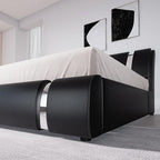 Allewie Queen Bed Frame with Iron Piece Decor, Faux Leather Upholstered - Image 5