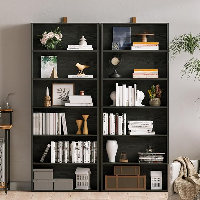 IRONCK Bookshelves and Bookcases Set of 2 Floor Standing 6 Tiers Display - Image 7