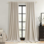 Extra Long 100% Blackout Linen Curtains by Guken